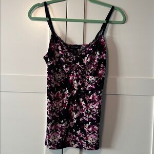 White House Black Market Pink and Black Floral Top